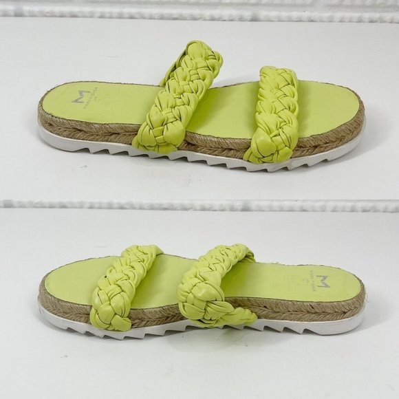 MARC FISHER Lime Green Braided Leather Espadrille Sandals sz 8 - Picture 2 of 9